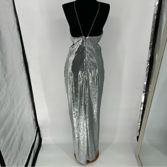Aidan Mattox Halter Cut Out Maxi‎ Sequin Dress - Picture 8 of 16